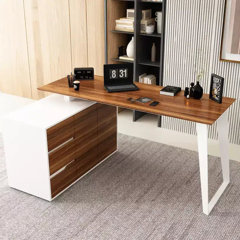 Bureau d'angle en L Famapy avec tiroirs