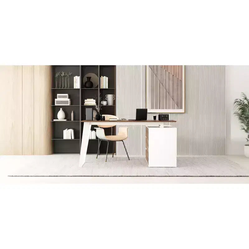 Bureau d'angle en L Famapy avec tiroirs