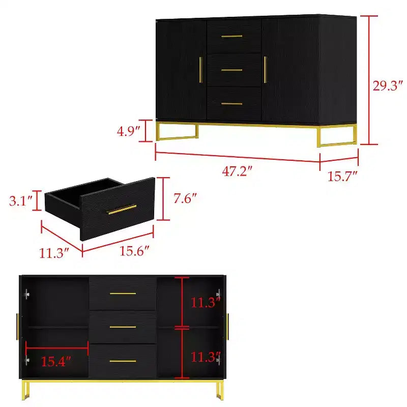 Buffet de cuisine Famapy noir avec placard de rangement