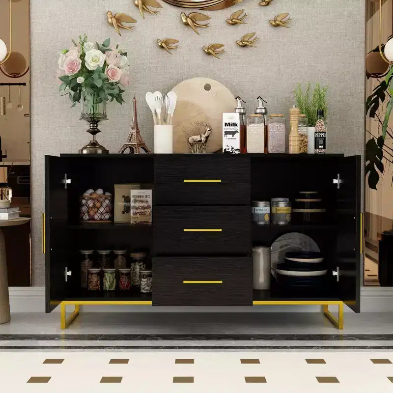 Buffet de cuisine Famapy noir avec placard de rangement