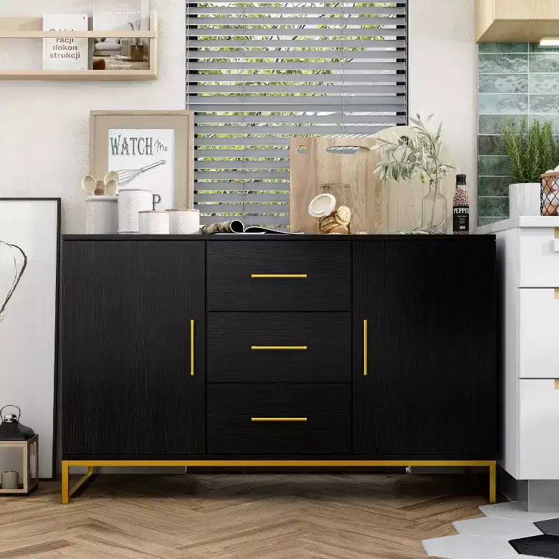 Buffet de cuisine Famapy noir avec placard de rangement