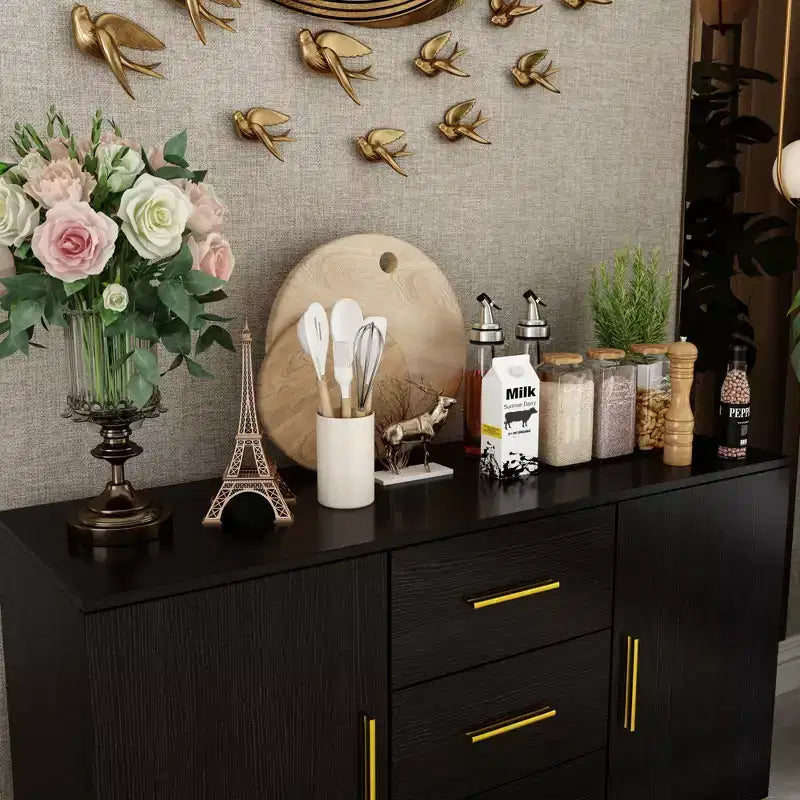 Buffet de cuisine Famapy noir avec placard de rangement