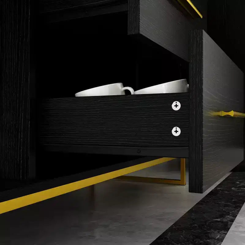 Buffet de cuisine Famapy noir avec placard de rangement
