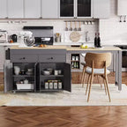 Îlot de cuisine extensible Whisen Modern avec étagère à épices, 2 tiroirs et meuble à 4 portes