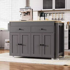 Îlot de cuisine extensible Whisen Modern avec étagère à épices, 2 tiroirs et meuble à 4 portes