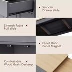 Îlot de cuisine extensible Whisen Modern avec étagère à épices, 2 tiroirs et meuble à 4 portes