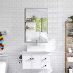 Armoire à pharmacie Basicwise à porte simple en plastique avec miroir, montage en surface ou encastré, armoire de toilette avec 2 étagères réglables en plastique, blanc