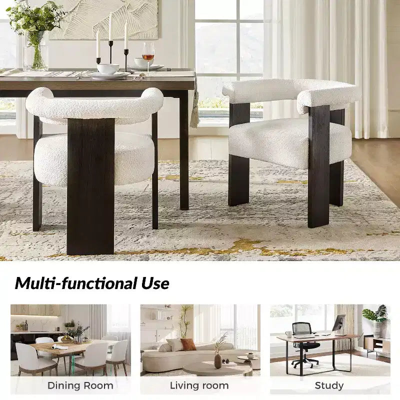 Lot de 4 chaises de salle à manger Gerry Boucle avec dossier rond plein|ART OF LIVING DESIGNS