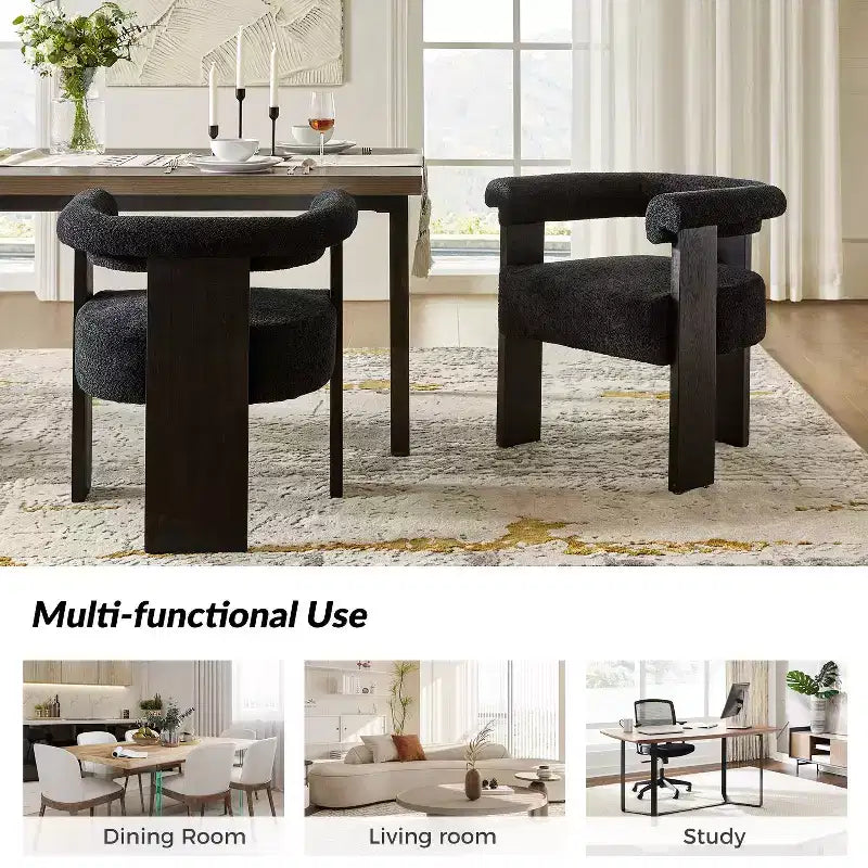 Lot de 4 chaises de salle à manger Gerry Boucle avec dossier rond plein|ART OF LIVING DESIGNS
