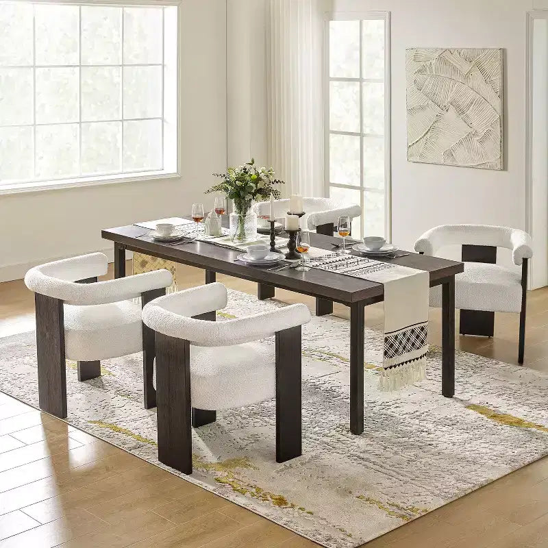 Lot de 4 chaises de salle à manger Gerry Boucle avec dossier rond plein|ART OF LIVING DESIGNS