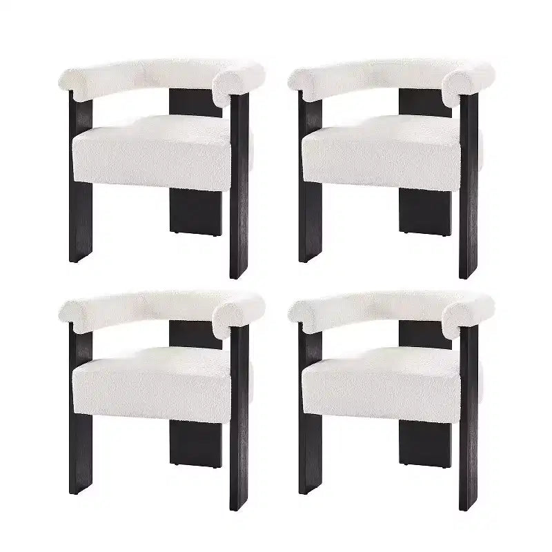Gerry Boucle Dining Chair Set of 4 With Round Solid Back|ART OF LIVING DESIGNS