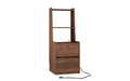 Tall Nightstand With Charging Station & Night Light, Voice Control, Wooden Large Bedside Tables With Storage Cabinet And Bookshelf For Bedroom