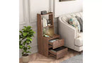 Table de chevet haute avec station de charge et veilleuse, commande vocale, grandes tables de chevet en bois avec meuble de rangement et étagère pour chambre à coucher