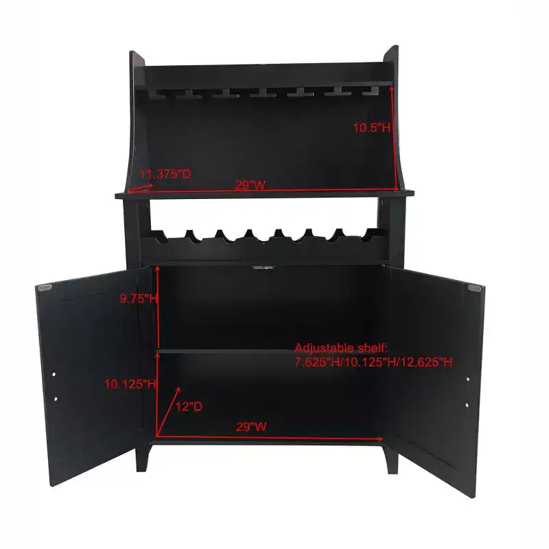 Kings Brand Furniture Shelton Buffet et Meuble de Rangement pour 9 Bouteilles de Vin, Noir