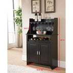 Kings Brand Furniture Shelton Buffet et Meuble de Rangement pour 9 Bouteilles de Vin, Noir