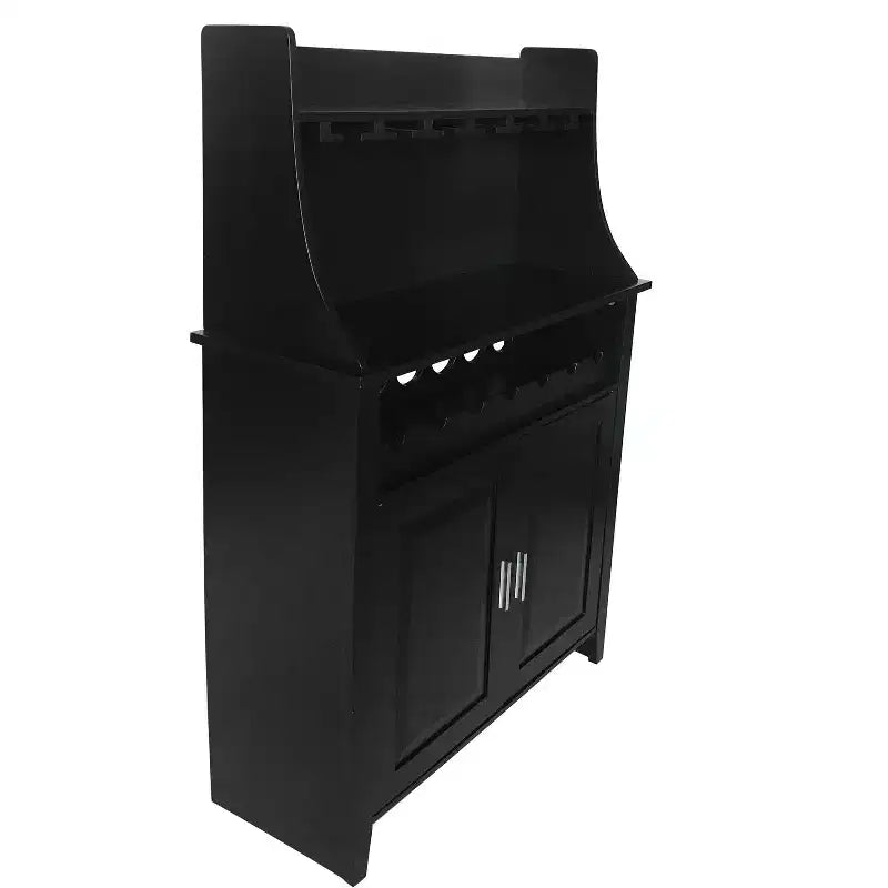 Kings Brand Furniture Shelton Buffet et Meuble de Rangement pour 9 Bouteilles de Vin, Noir