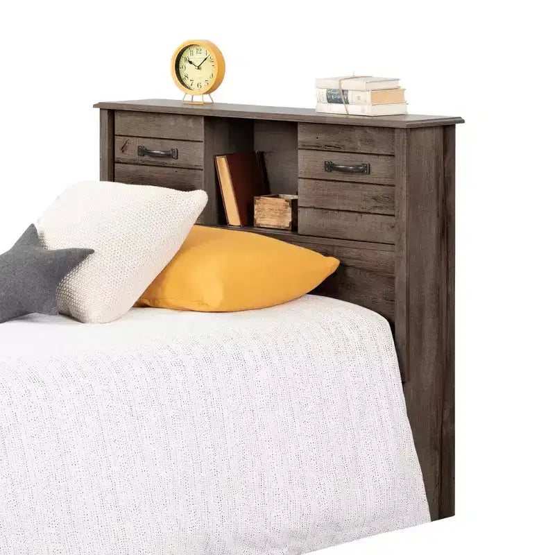 Tête de lit bibliothèque avec rangement et portes coulissantes HomeStock Kids Bedroom