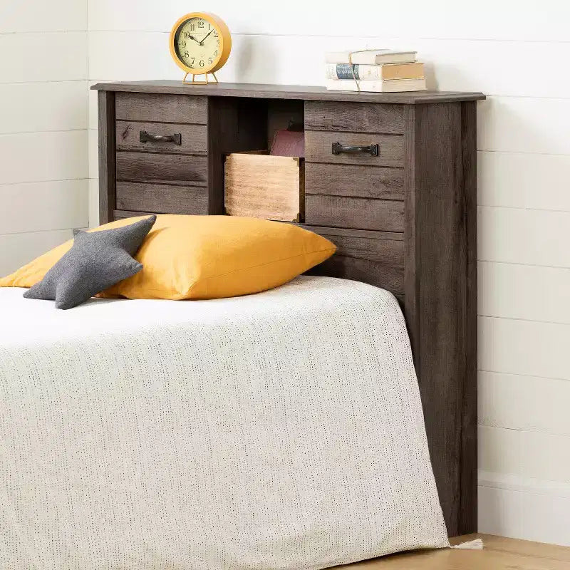 Tête de lit bibliothèque avec rangement et portes coulissantes HomeStock Kids Bedroom
