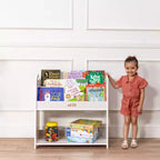Présentoir à livres ECR4Kids à 3 étagères avec poignées et rangement, 76 cm, bibliothèque pour enfants