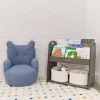Présentoir à livres ECR4Kids à 3 étagères avec poignées et rangement, 76 cm, bibliothèque pour enfants