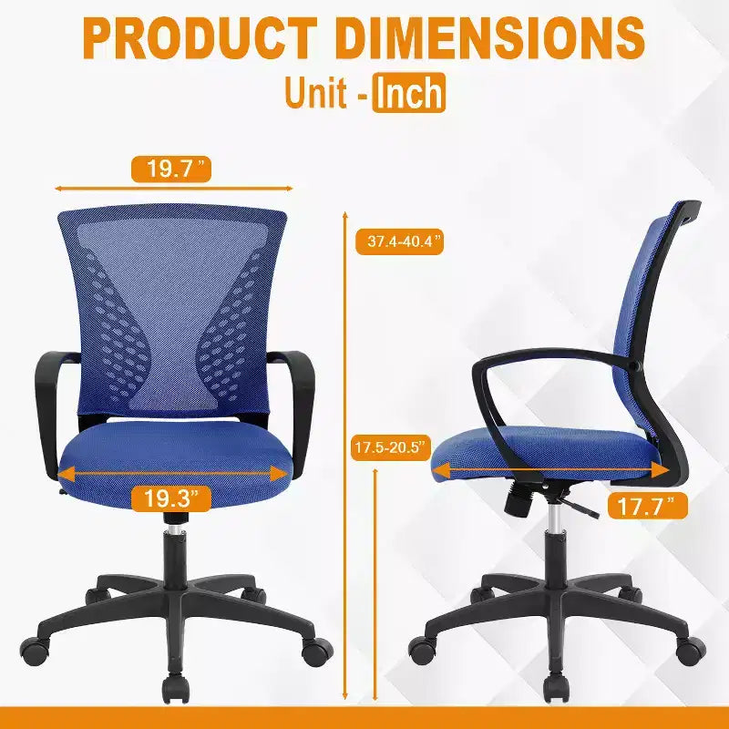 Chaise de bureau en maille BestMassage, chaise de bureau d'ordinateur, chaise de direction avec siège réglable en hauteur et dossier respirant