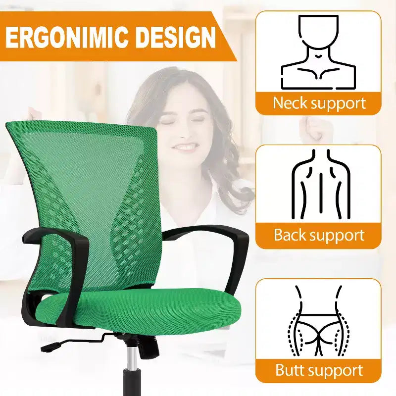 Chaise de bureau en maille BestMassage, chaise de bureau d'ordinateur, chaise de direction avec siège réglable en hauteur et dossier respirant