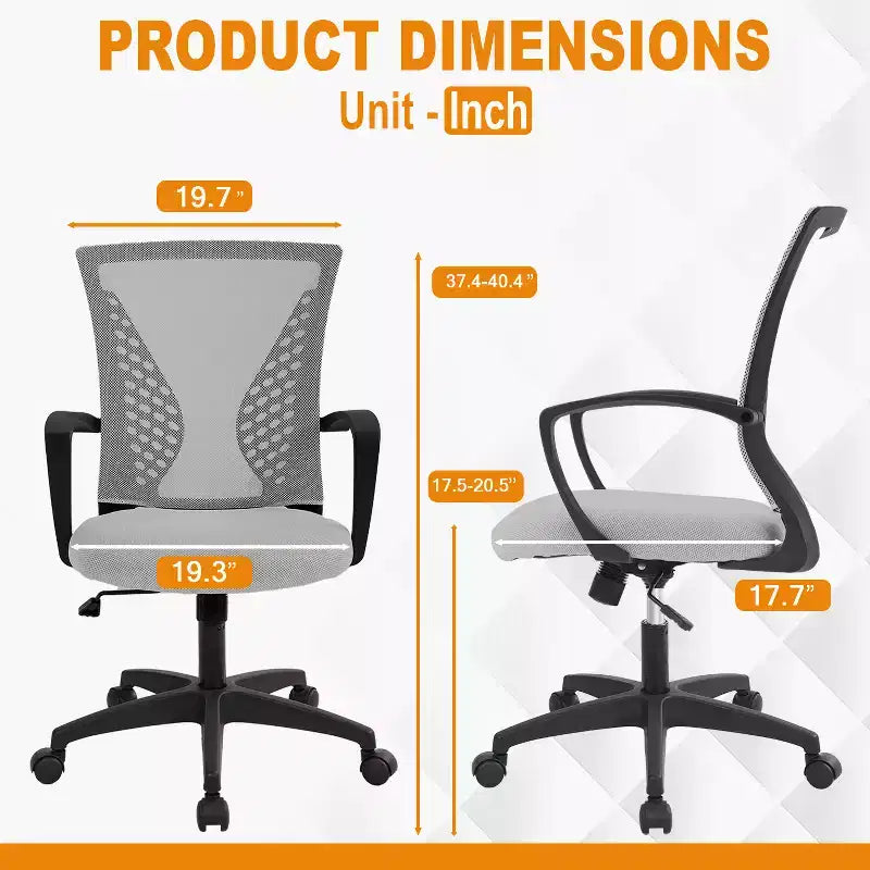 Chaise de bureau en maille BestMassage, chaise de bureau d'ordinateur, chaise de direction avec siège réglable en hauteur et dossier respirant