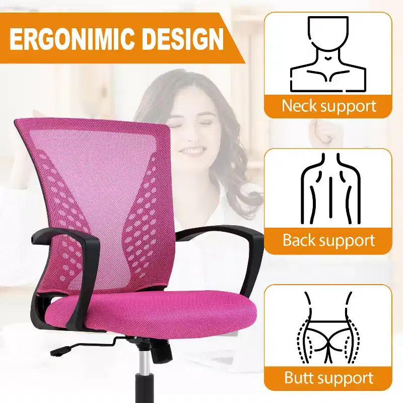Chaise de bureau en maille BestMassage, chaise de bureau d'ordinateur, chaise de direction avec siège réglable en hauteur et dossier respirant