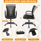 Chaise de bureau en maille BestMassage, chaise de bureau d'ordinateur, chaise de direction avec siège réglable en hauteur et dossier respirant
