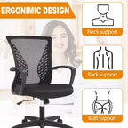 Chaise de bureau en maille BestMassage, chaise de bureau d'ordinateur, chaise de direction avec siège réglable en hauteur et dossier respirant