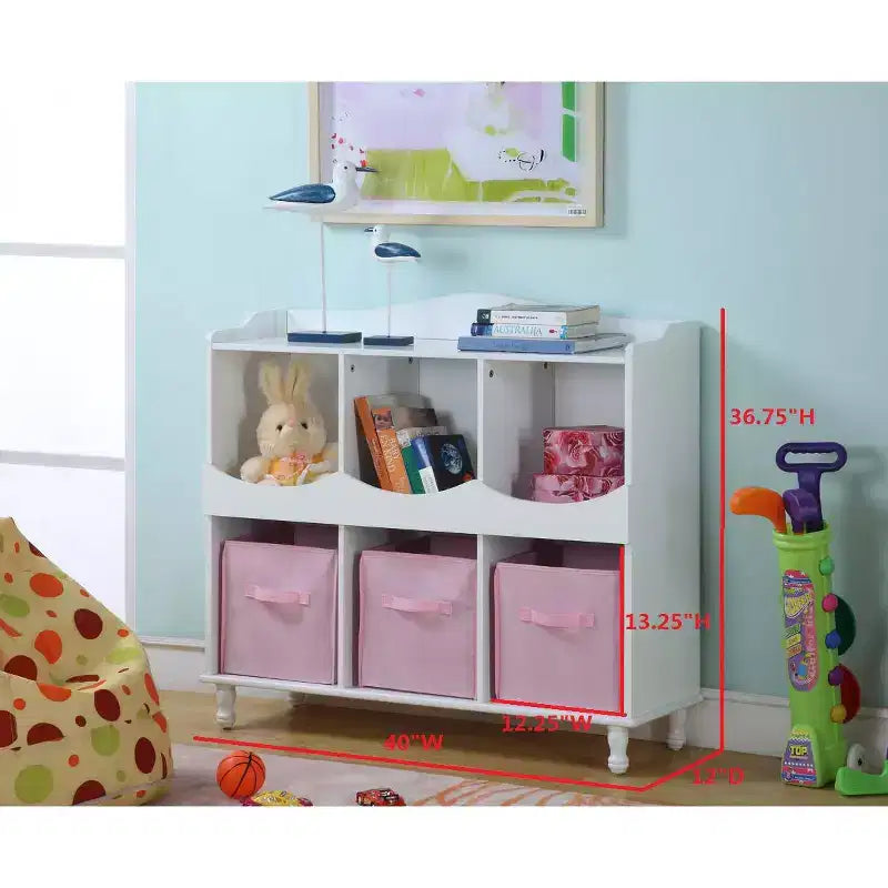 Kings Brand Furniture Meuble de Rangement Brockton 6 Casiers, Blanc