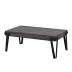 LuxenHome Table basse de 109,2 cm de large en bois manufacturé gris chêne et métal noir
