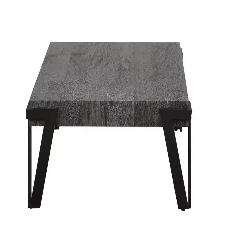 LuxenHome Table basse de 109,2 cm de large en bois manufacturé gris chêne et métal noir