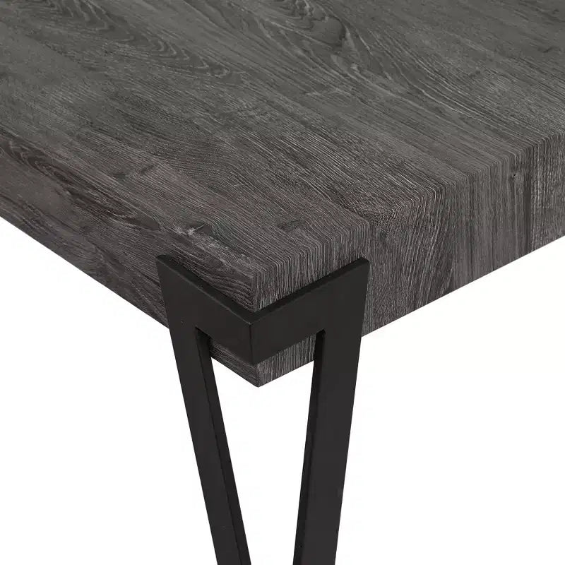 LuxenHome Table basse de 109,2 cm de large en bois manufacturé gris chêne et métal noir