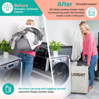 Panier à linge Wondersome avec roues - Crème style ferme - Grand chariot à linge pliable de 90 litres - Robuste