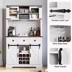 Armoire de cuisine haute Whizmax 72, meuble de rangement de cuisine avec porte coulissante de style grange, buffet avec support pour micro-ondes et 3 tiroirs