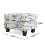 Christopher Knight Home Spield Ottoman rembourré à cadre en bois contemporain, beige/bleu