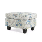 Christopher Knight Home Spield Ottoman rembourré à cadre en bois contemporain, beige/bleu