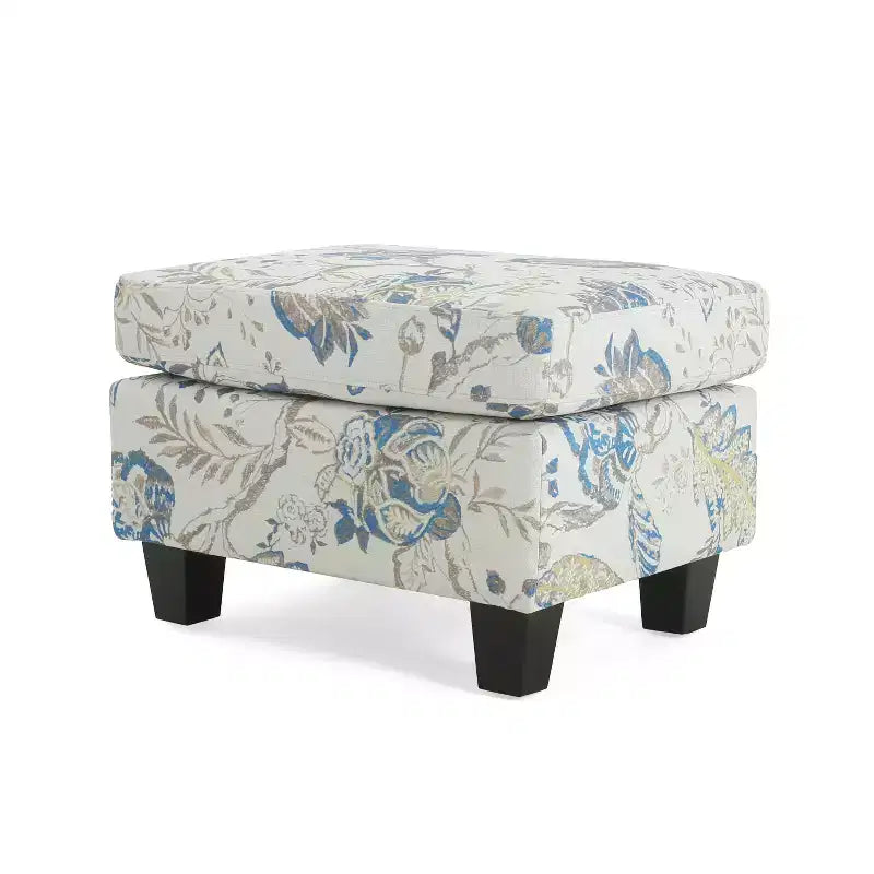 Christopher Knight Home Spield Ottoman rembourré à cadre en bois contemporain, beige/bleu