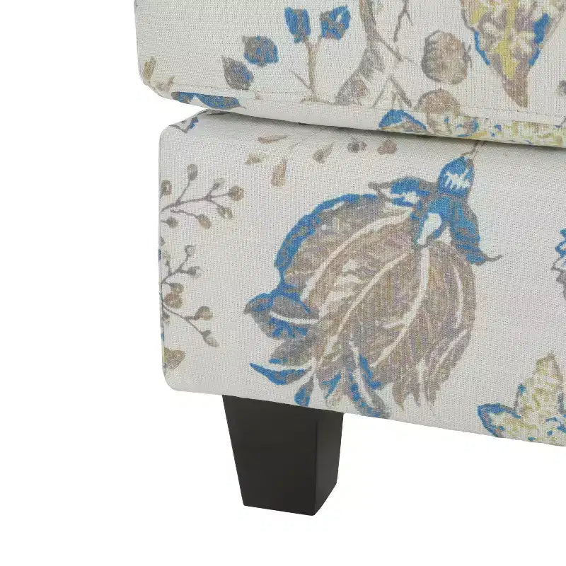 Christopher Knight Home Spield Ottoman rembourré à cadre en bois contemporain, beige/bleu