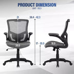 FDW Chaise de Bureau Chaise de Maison Chaise d'Ordinateur avec Support Lombaire Accoudoirs Réglables Accoudoirs Relevables et Base Pivotante