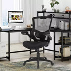 FDW Chaise de Bureau Chaise de Maison Chaise d'Ordinateur avec Support Lombaire Accoudoirs Réglables Accoudoirs Relevables et Base Pivotante