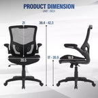 FDW Chaise de Bureau Chaise de Maison Chaise d'Ordinateur avec Support Lombaire Accoudoirs Réglables Accoudoirs Relevables et Base Pivotante