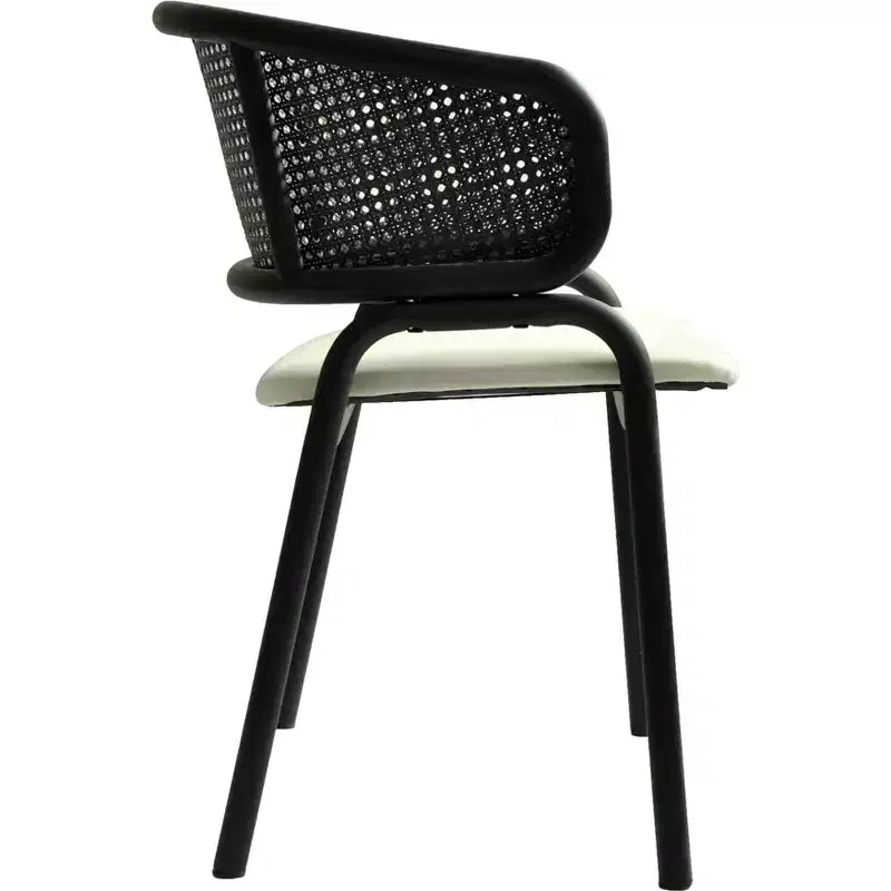 LeisureMod Ervilla - Lot de 4 chaises de salle à manger modernes - Fauteuils d'appoint confortables en tissu avec pieds en fer noir, pour cuisine, salle à manger, café, restaurant
