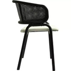LeisureMod Ervilla - Lot de 4 chaises de salle à manger modernes - Fauteuils d'appoint confortables en tissu avec pieds en fer noir, pour cuisine, salle à manger, café, restaurant