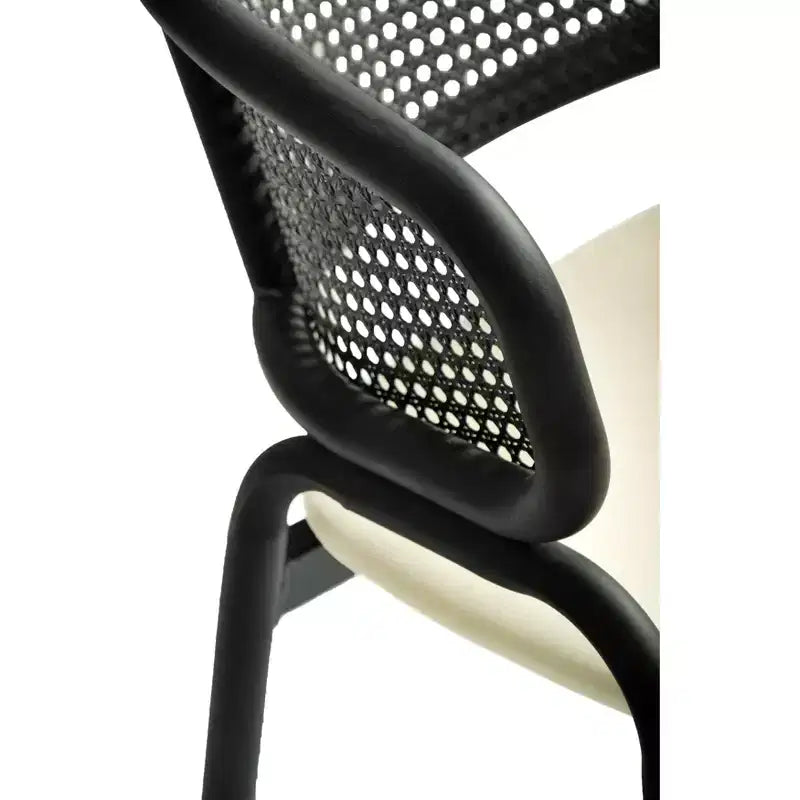 LeisureMod Ervilla - Lot de 4 chaises de salle à manger modernes - Fauteuils d'appoint confortables en tissu avec pieds en fer noir, pour cuisine, salle à manger, café, restaurant