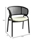 LeisureMod Ervilla - Lot de 4 chaises de salle à manger modernes - Fauteuils d'appoint confortables en tissu avec pieds en fer noir, pour cuisine, salle à manger, café, restaurant