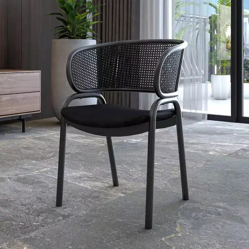 LeisureMod Ervilla - Lot de 4 chaises de salle à manger modernes - Fauteuils d'appoint confortables en tissu avec pieds en fer noir, pour cuisine, salle à manger, café, restaurant