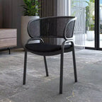 LeisureMod Ervilla - Lot de 4 chaises de salle à manger modernes - Fauteuils d'appoint confortables en tissu avec pieds en fer noir, pour cuisine, salle à manger, café, restaurant