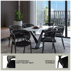 LeisureMod Ervilla - Lot de 4 chaises de salle à manger modernes - Fauteuils d'appoint confortables en tissu avec pieds en fer noir, pour cuisine, salle à manger, café, restaurant